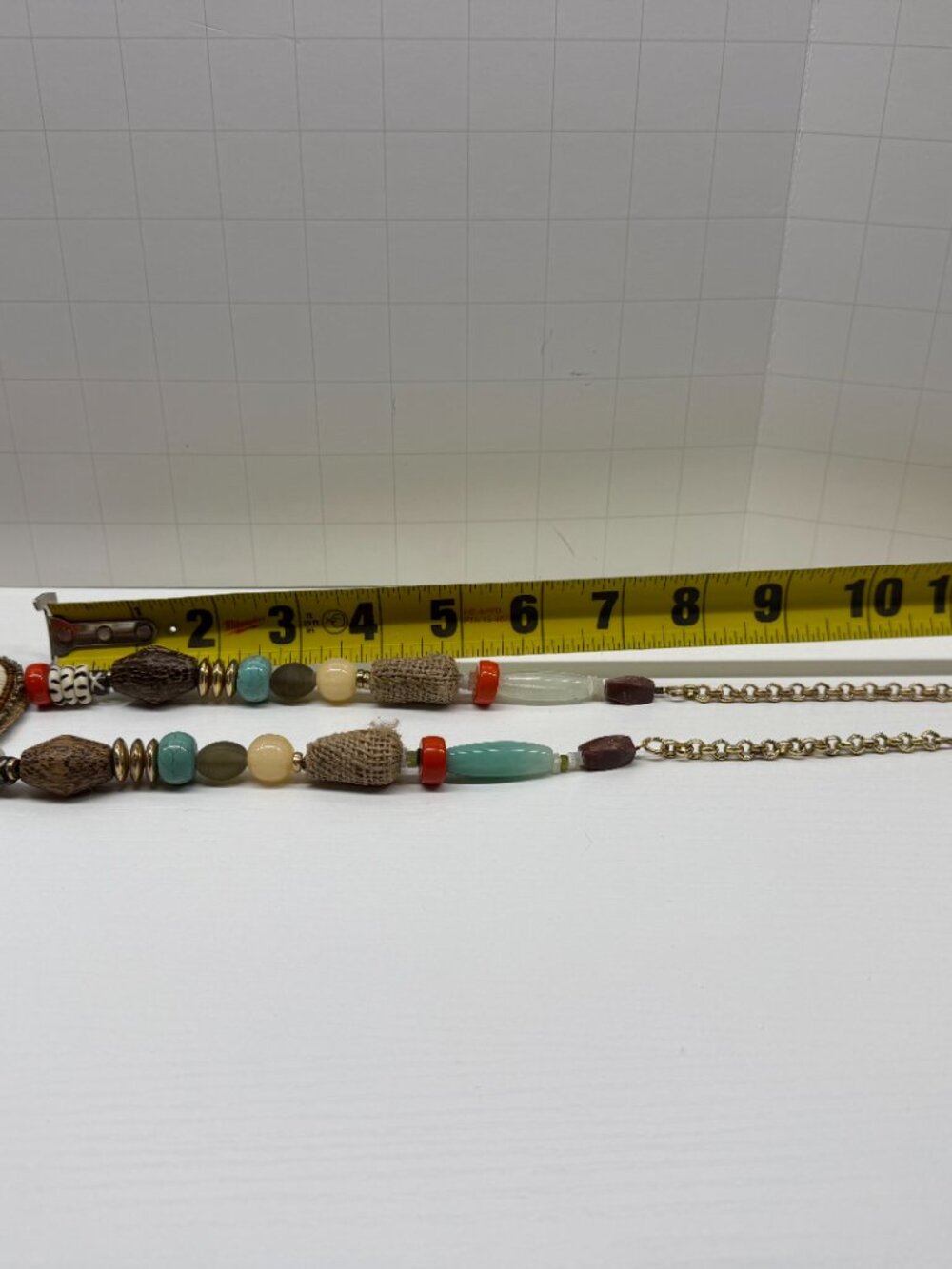 Chico's Bohemian Mixed Media Beaded Statement Necklace Multi-Charm Tassel - Picture 4 of 5